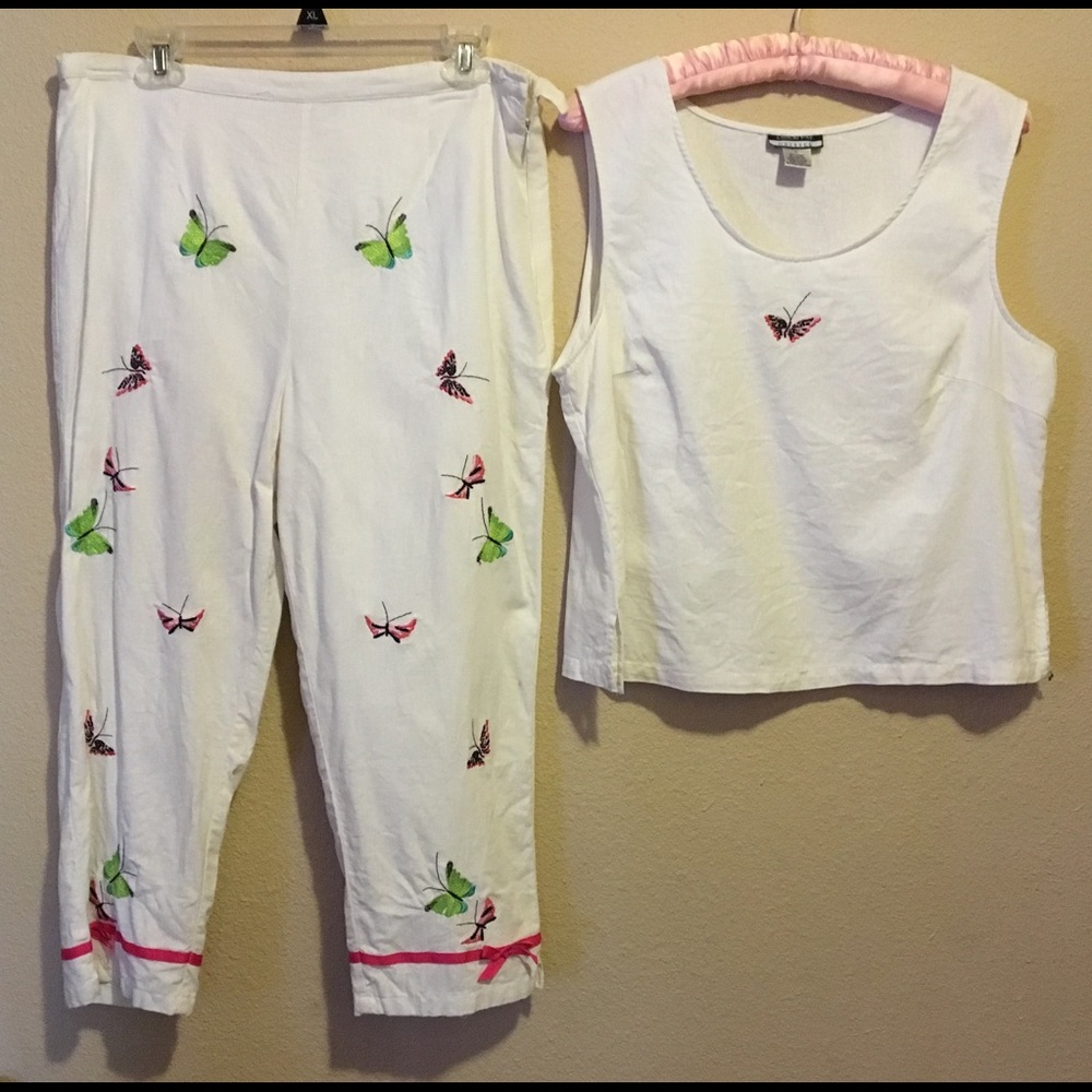 LESLIE FAY DRESSES blouse/Capri pant set